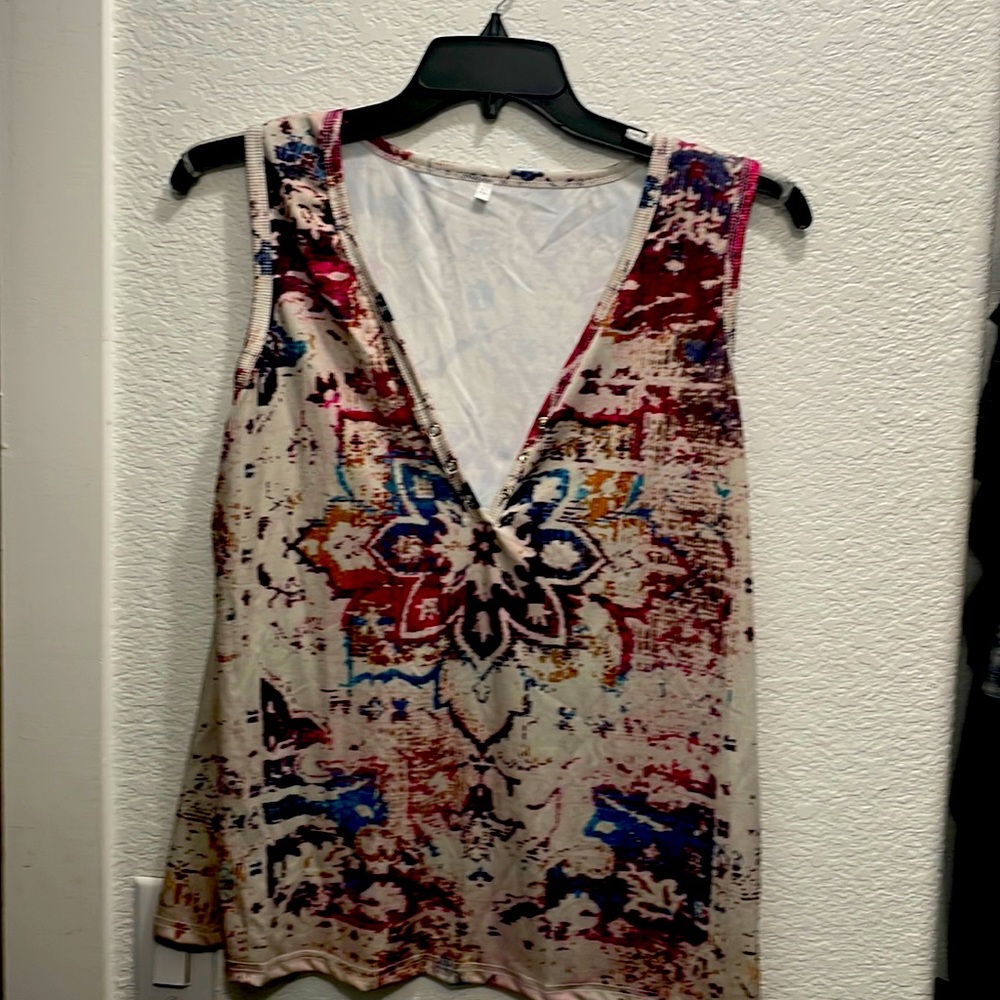 V neck plunge Ladies Multi/Color top